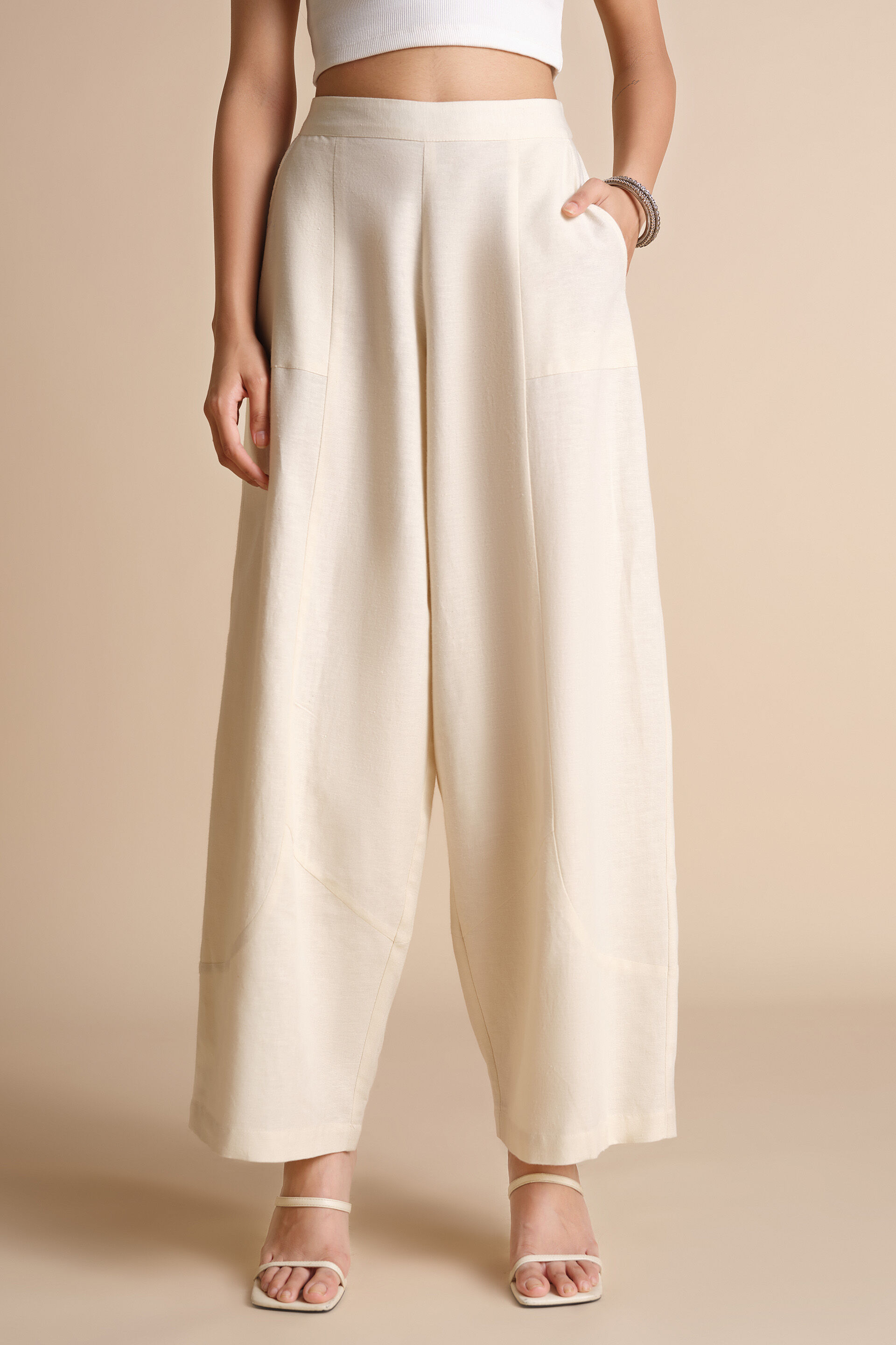Wide-Legged Off-White Pants